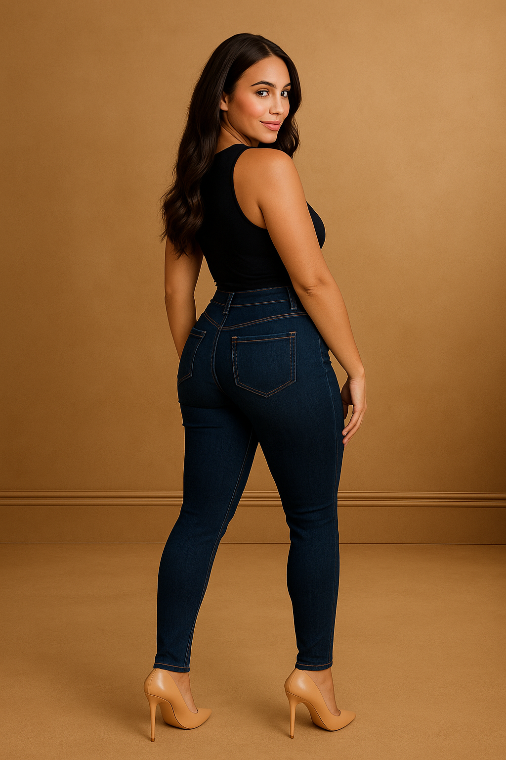Navy Yellow Double Stitch Skinny Jeans