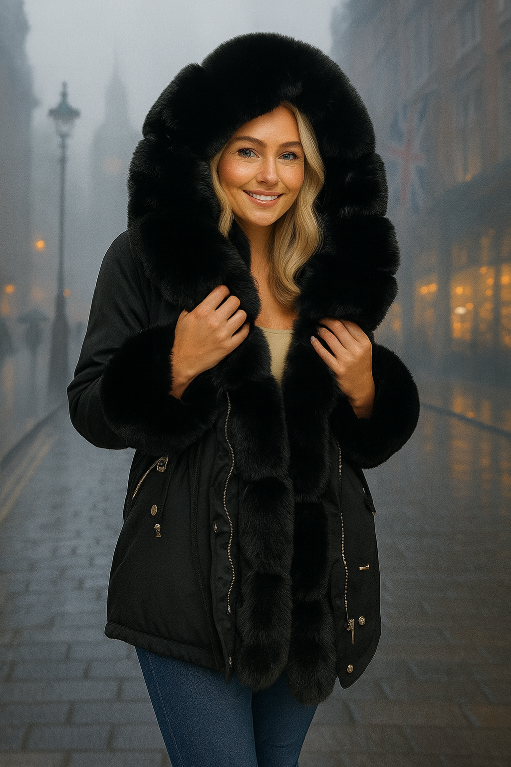 Faux Fur Detachable Fully Lined Versatile Hooded Winter Jacket
