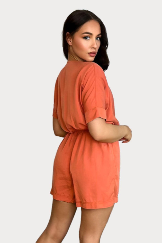 Brick V-Neck Playsuit-SinglePrice