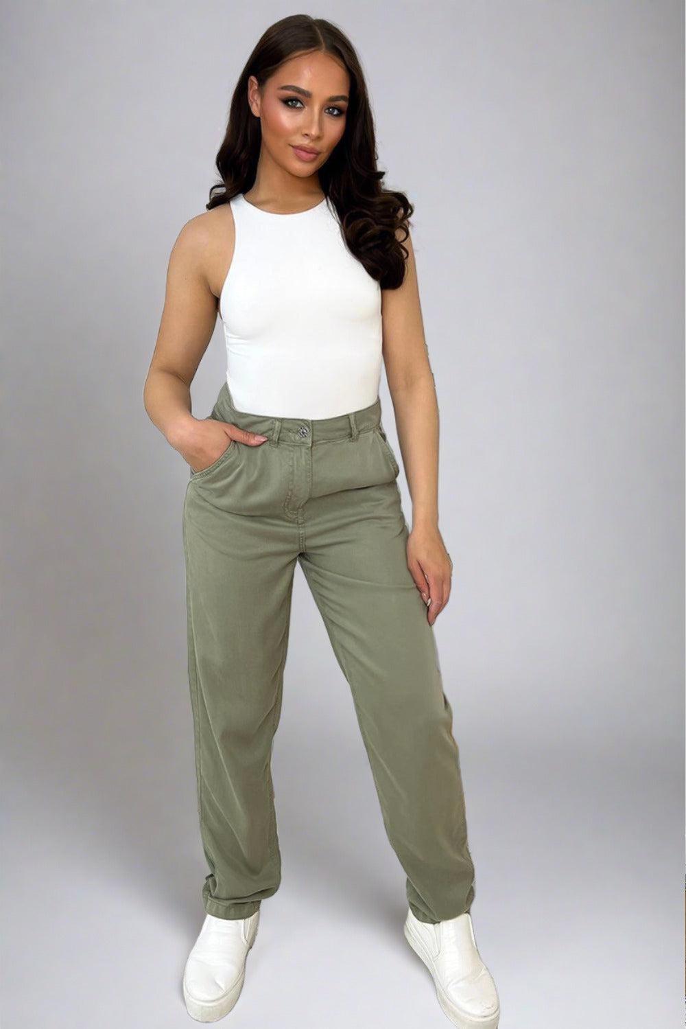 Casual Fit Straight Leg Slacks Trousers-SinglePrice