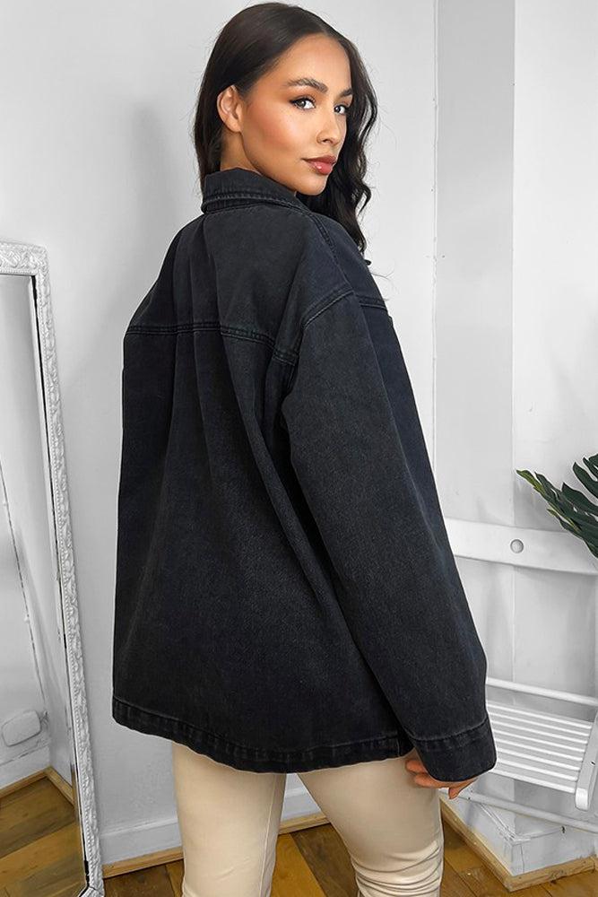 100% Cotton Denim Patch Pockets Boyfriend Jacket-SinglePrice