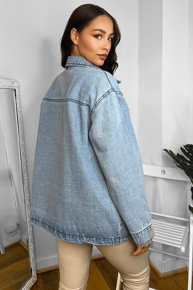 100% Cotton Denim Patch Pockets Boyfriend Jacket-SinglePrice