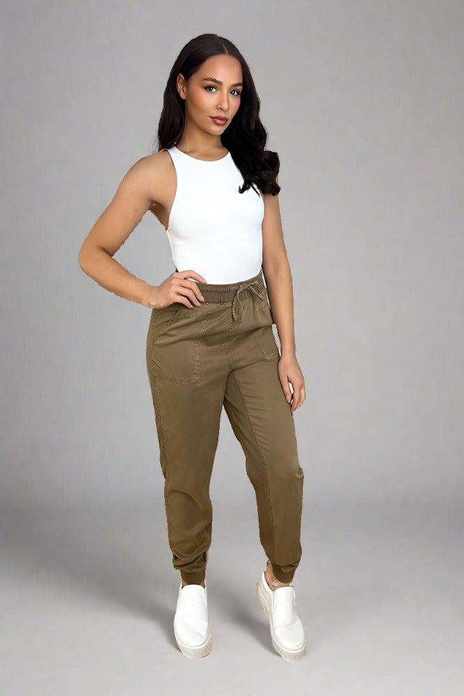 Elastic Waist Lightweight Cargo Trousers-SinglePrice