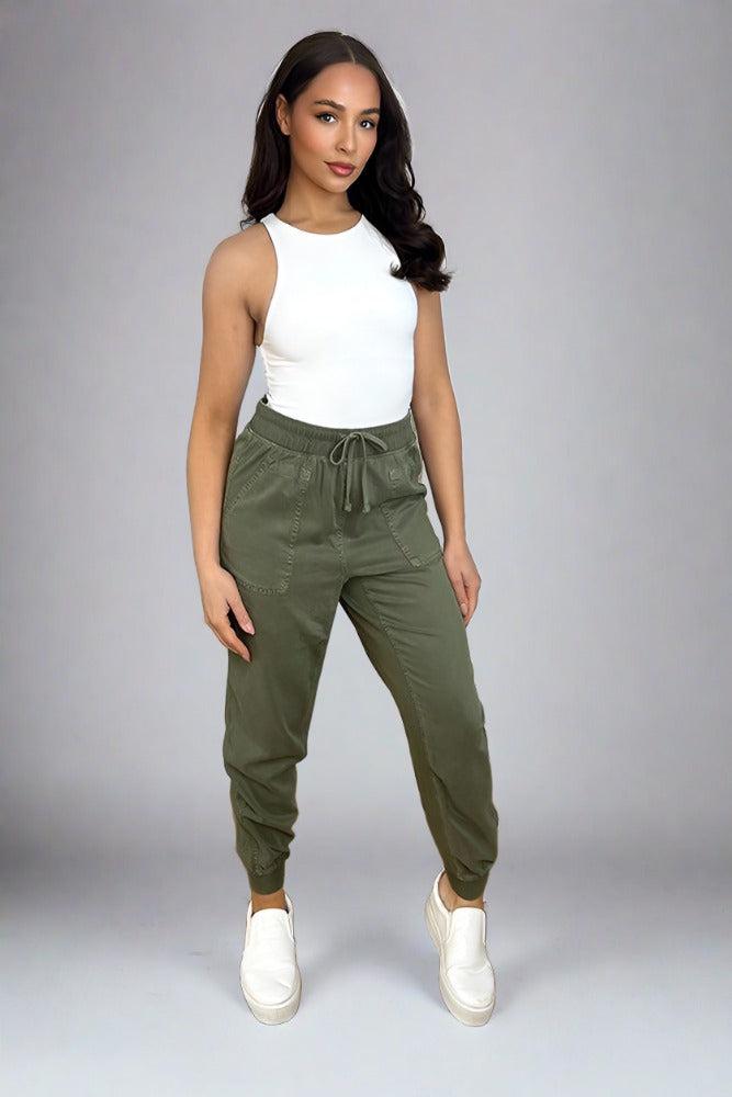 Elastic Waist Lightweight Cargo Trousers-SinglePrice