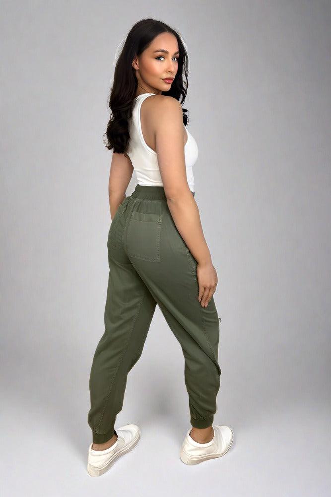 Elastic Waist Lightweight Cargo Trousers-SinglePrice