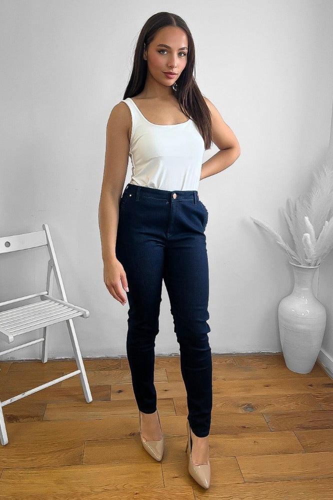 Indigo Cotton Blend Denim Jeans-SinglePrice