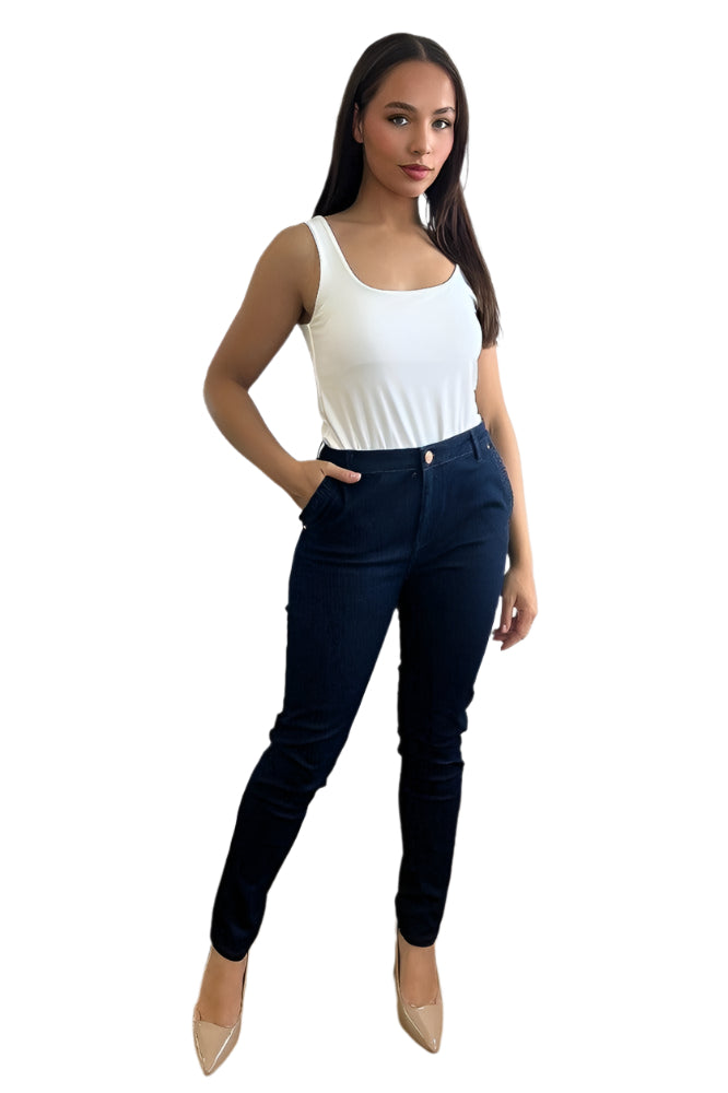 Indigo Cotton Blend Denim Jeans-SinglePrice