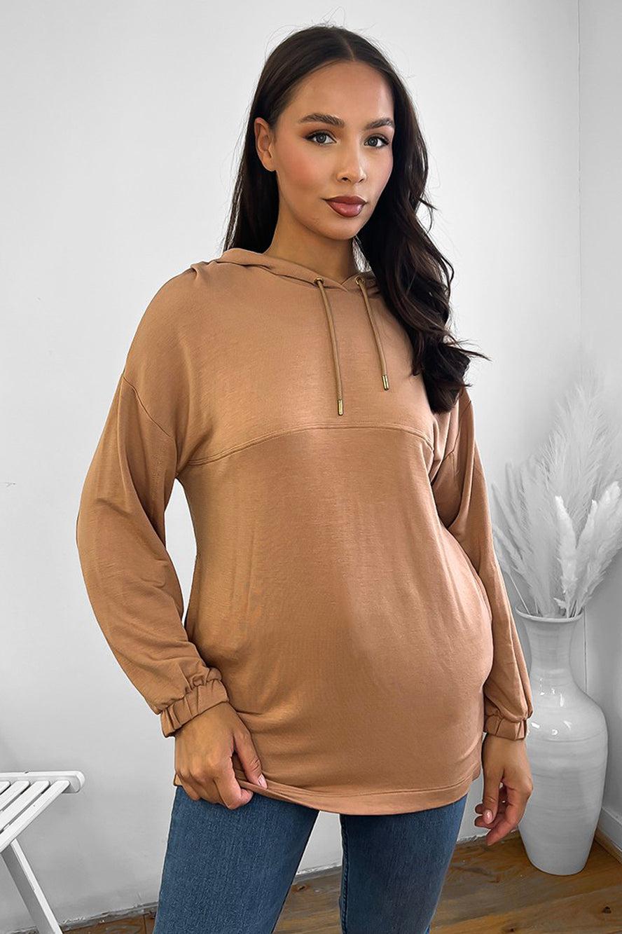 Paneled Detail Elastic Cuffs Hoodie-SinglePrice