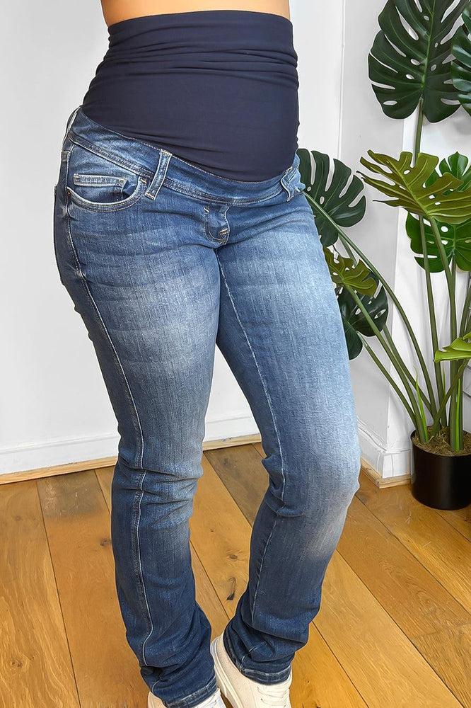 Denim Blue Cotton Maternity Jeans-SinglePrice