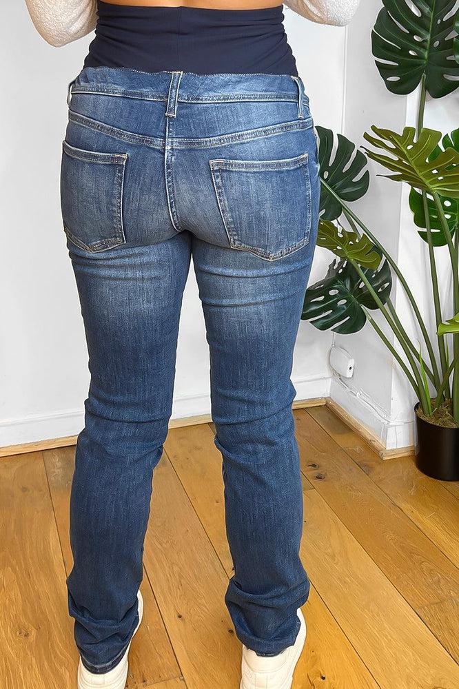 Denim Blue Cotton Maternity Jeans-SinglePrice