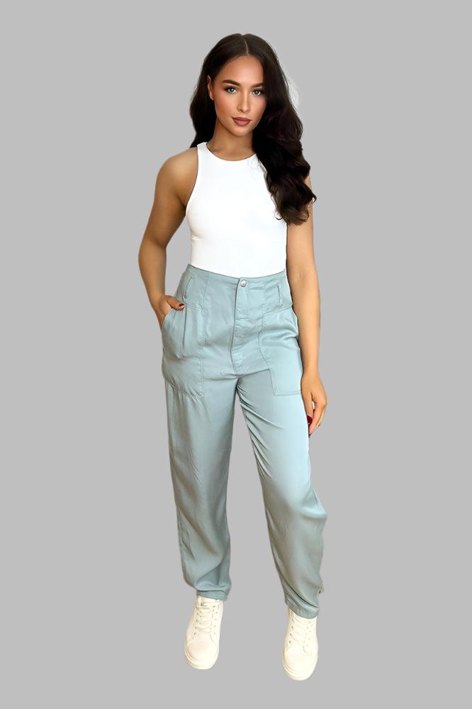 Aqua High Waist Summer Slacks Trousers-SinglePrice