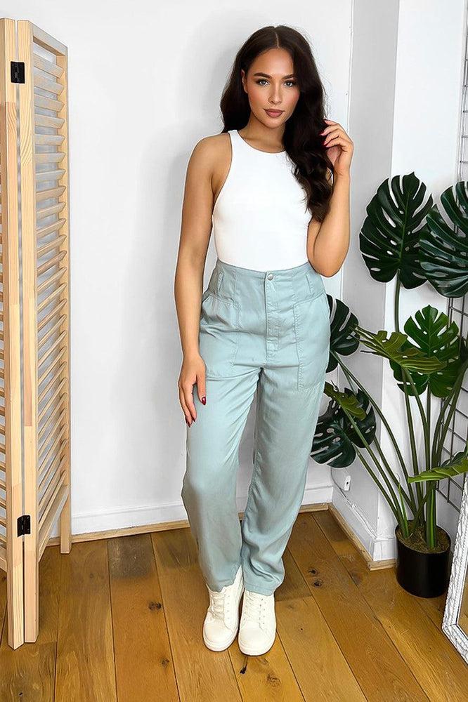 Aqua High Waist Summer Slacks Trousers-SinglePrice