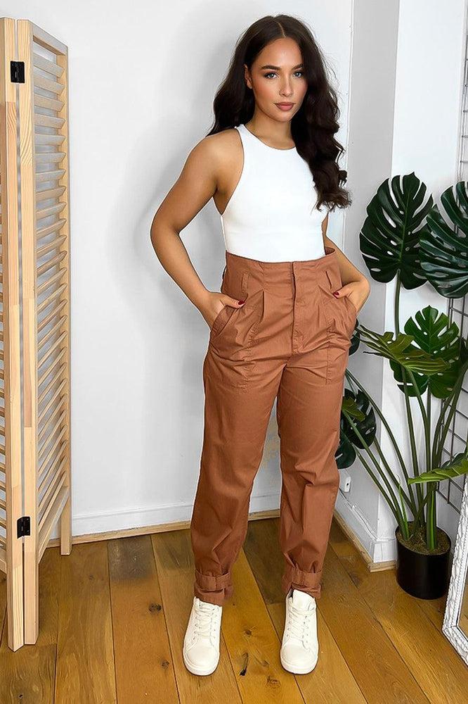 High Waist Cargo Trousers-SinglePrice