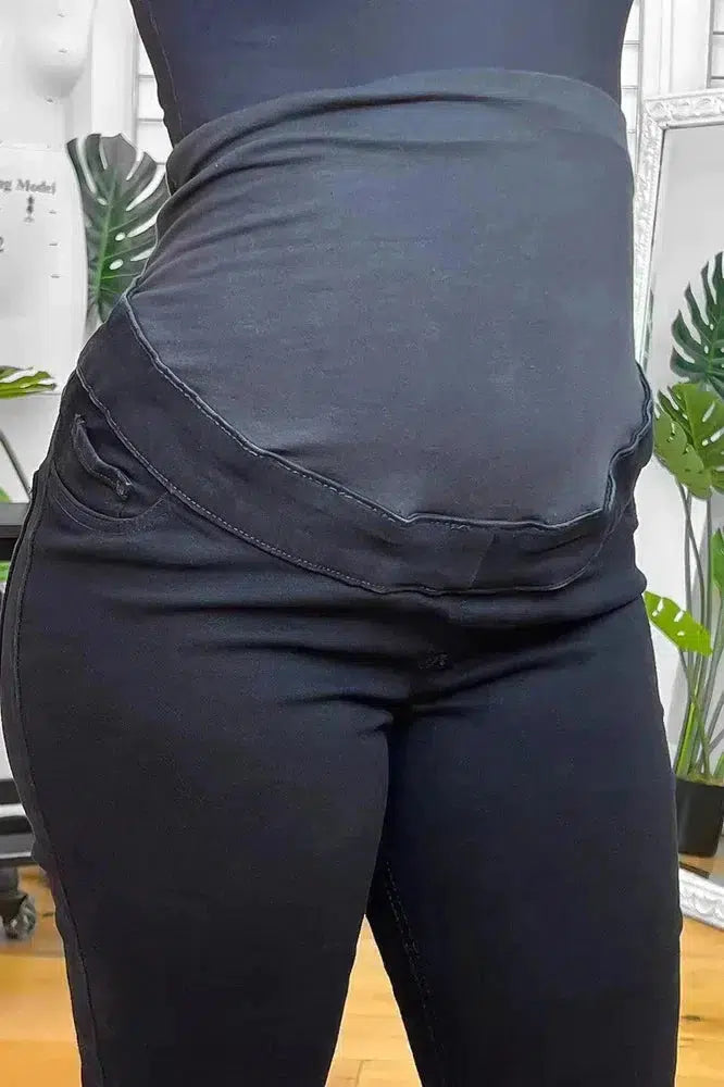 Ripped Knee Bump Cover Maternity Jeans-SinglePrice