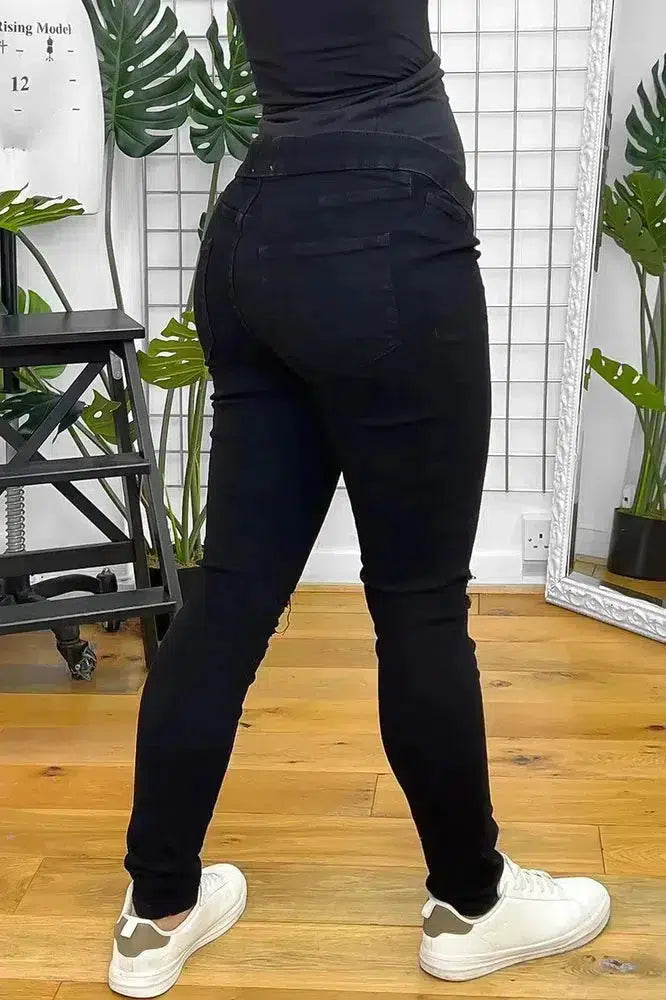 Ripped Knee Bump Cover Maternity Jeans-SinglePrice