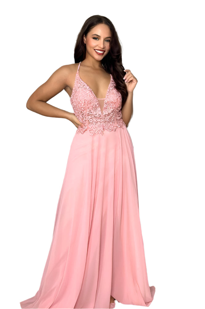 Lace And Sequins Embellished Occasion Maxi Dress-SinglePrice