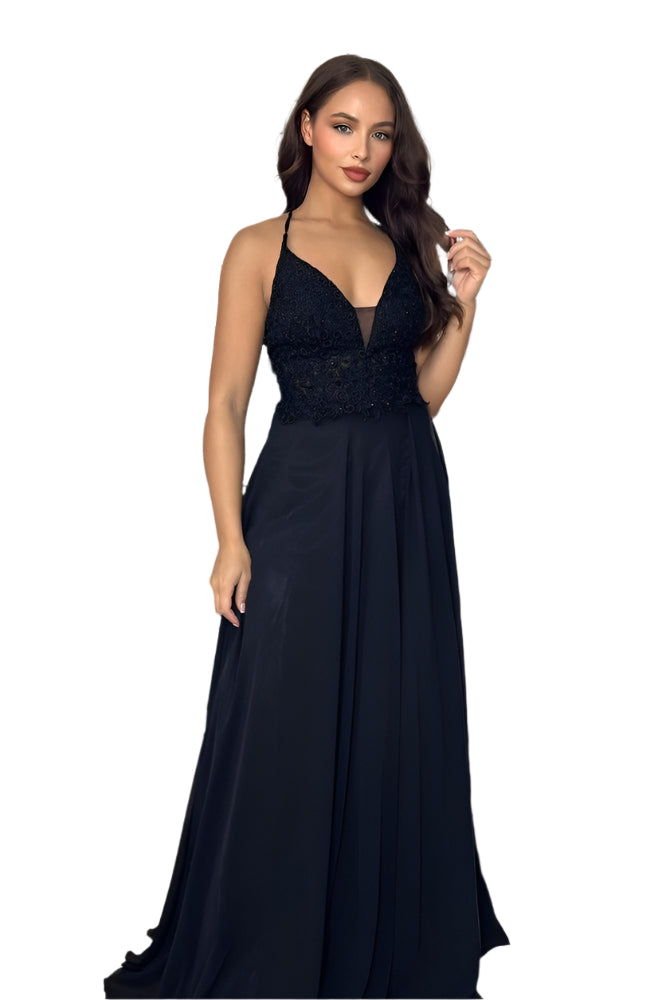 Lace And Sequins Embellished Occasion Maxi Dress-SinglePrice
