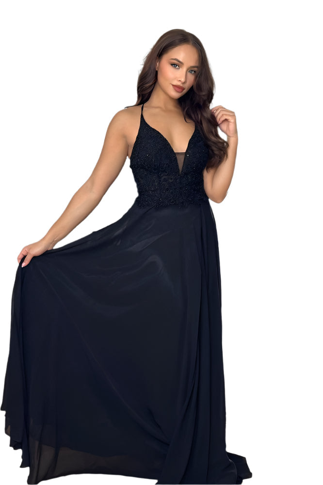 Lace And Sequins Embellished Occasion Maxi Dress-SinglePrice