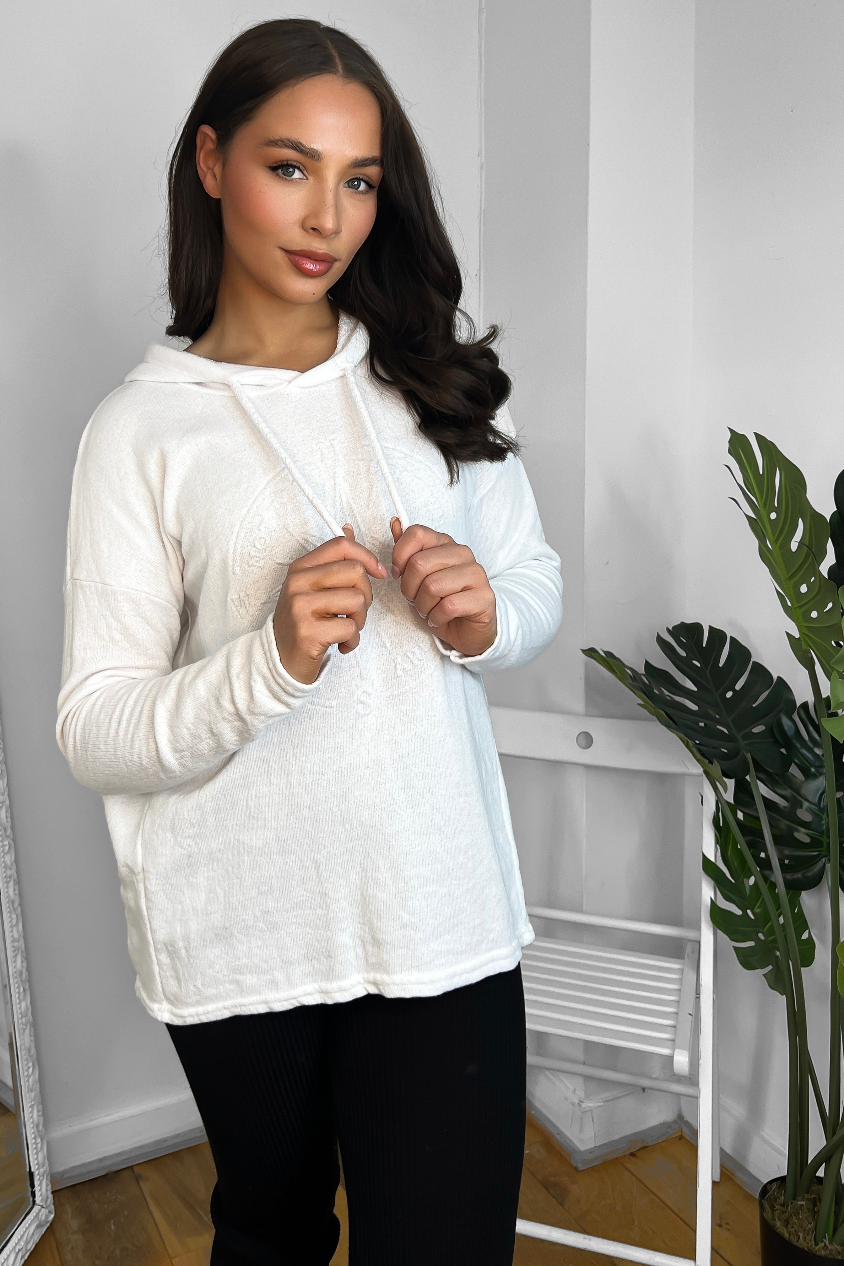 Cotton Blend Embossed Design Hoodie-SinglePrice
