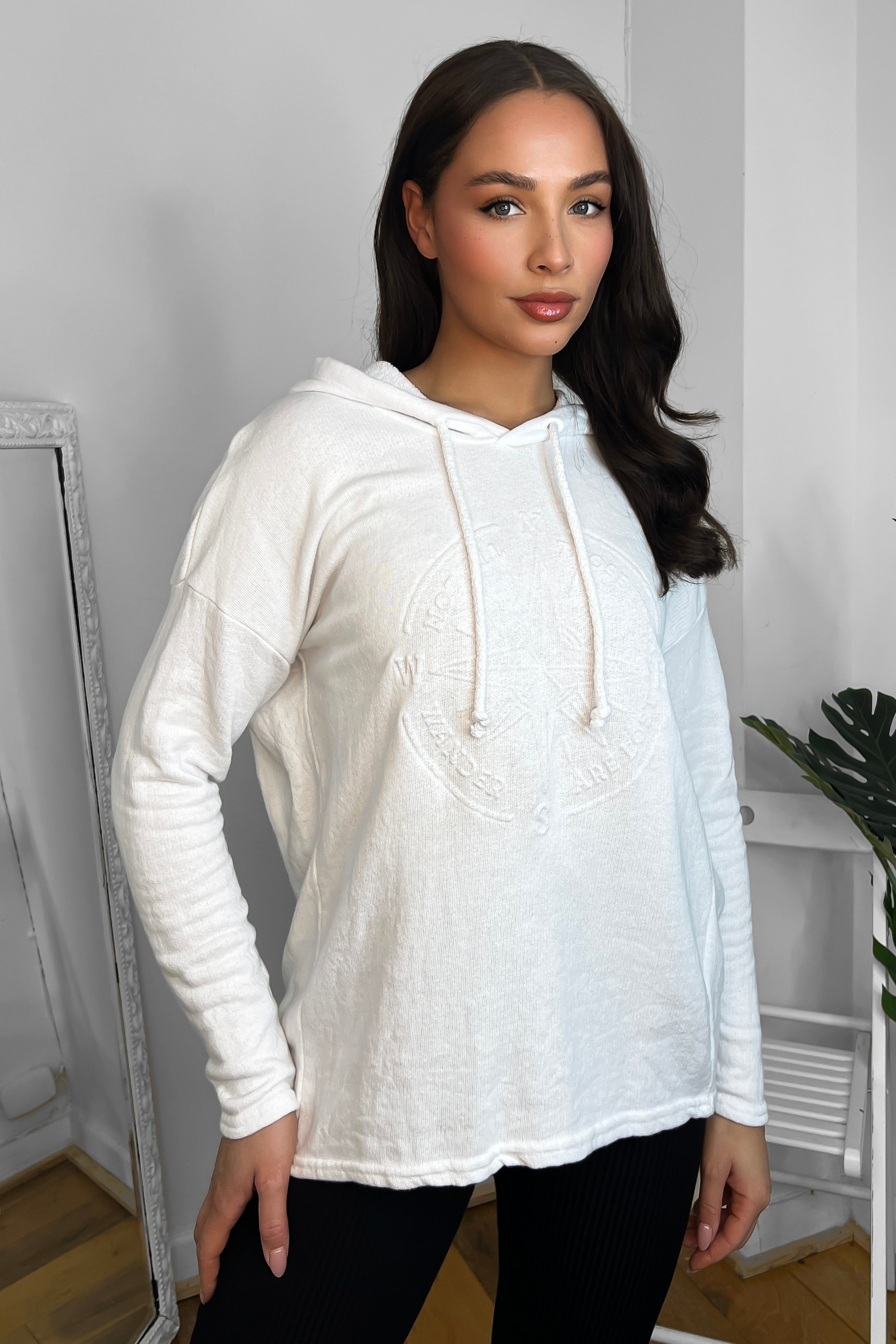 Cotton Blend Embossed Design Hoodie-SinglePrice