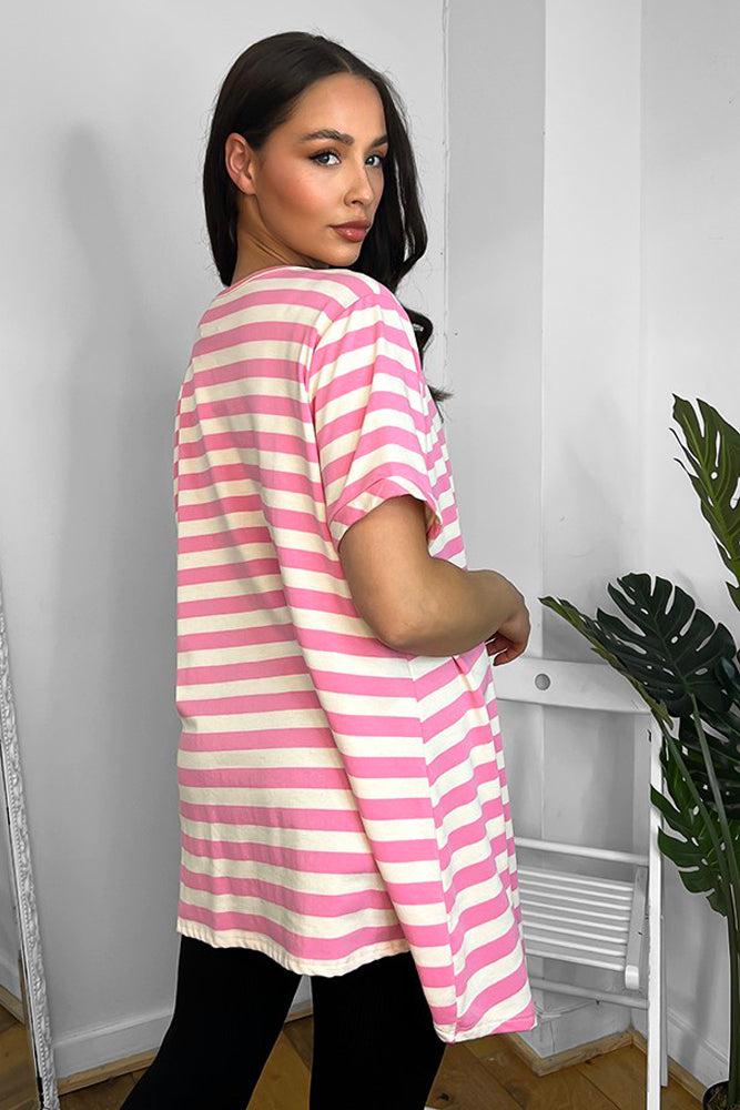 100% Cotton Gathered To Side Striped Tunic-SinglePrice
