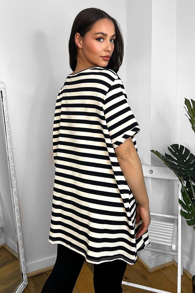 100% Cotton Gathered To Side Striped Tunic-SinglePrice