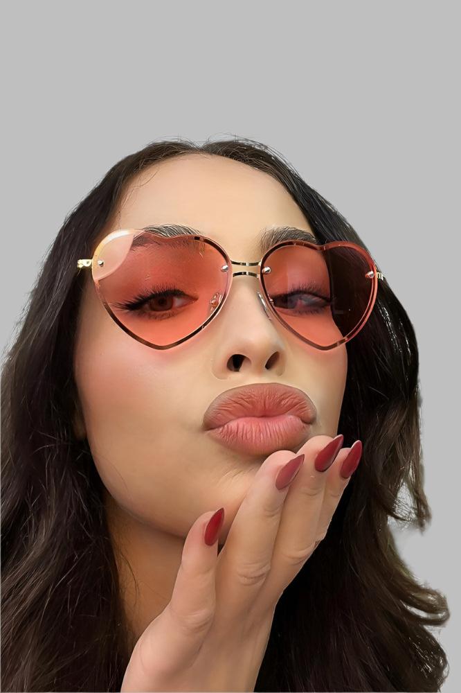 Heart Shaped Metal Frame Sunglasses-SinglePrice