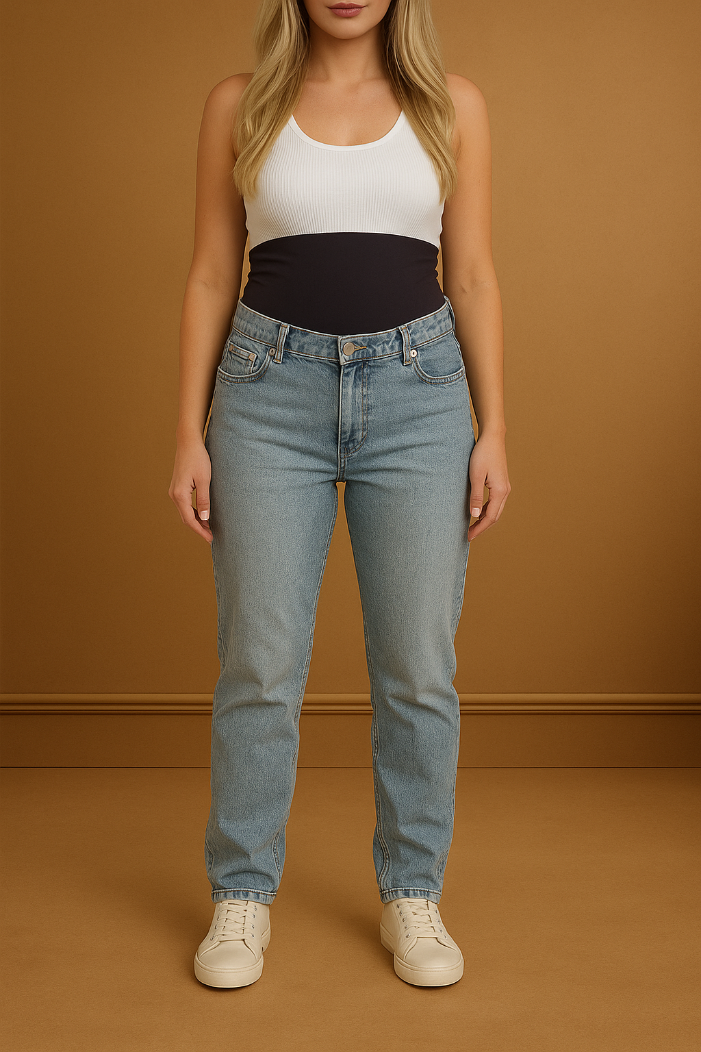 Thick Cotton Blend Bump Support Maternity Jeans