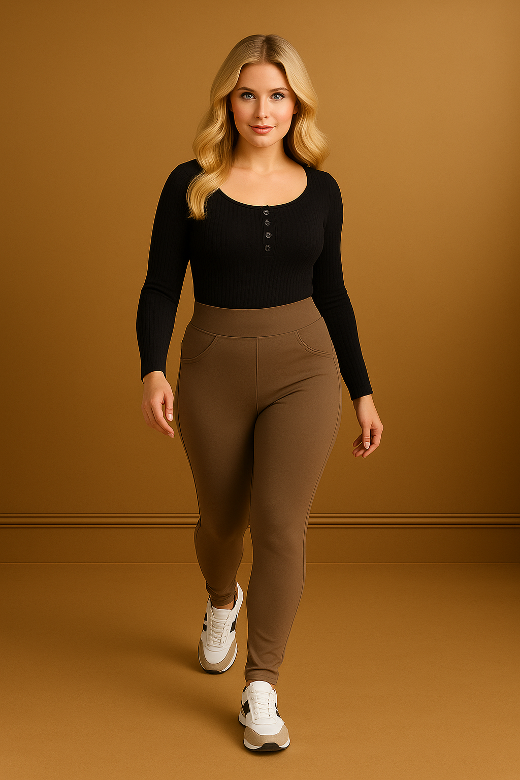 Cotton Blend Tapered Leg Thick Jeggings