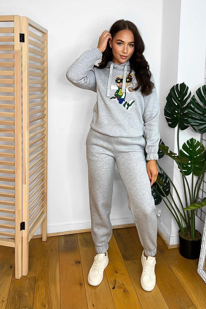 Cool Bear Detail Cotton Blend Hoodie Tracksuit-SinglePrice