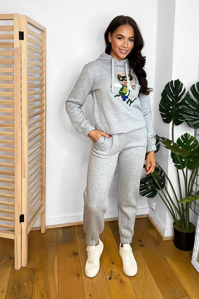 Cool Bear Detail Cotton Blend Hoodie Tracksuit-SinglePrice