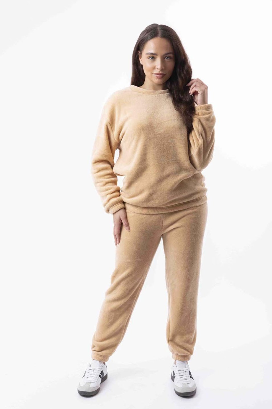 Soft Fleece Crew Neck Elasticated Hem Sweatshirt And Joggers Teddy Lounge Set