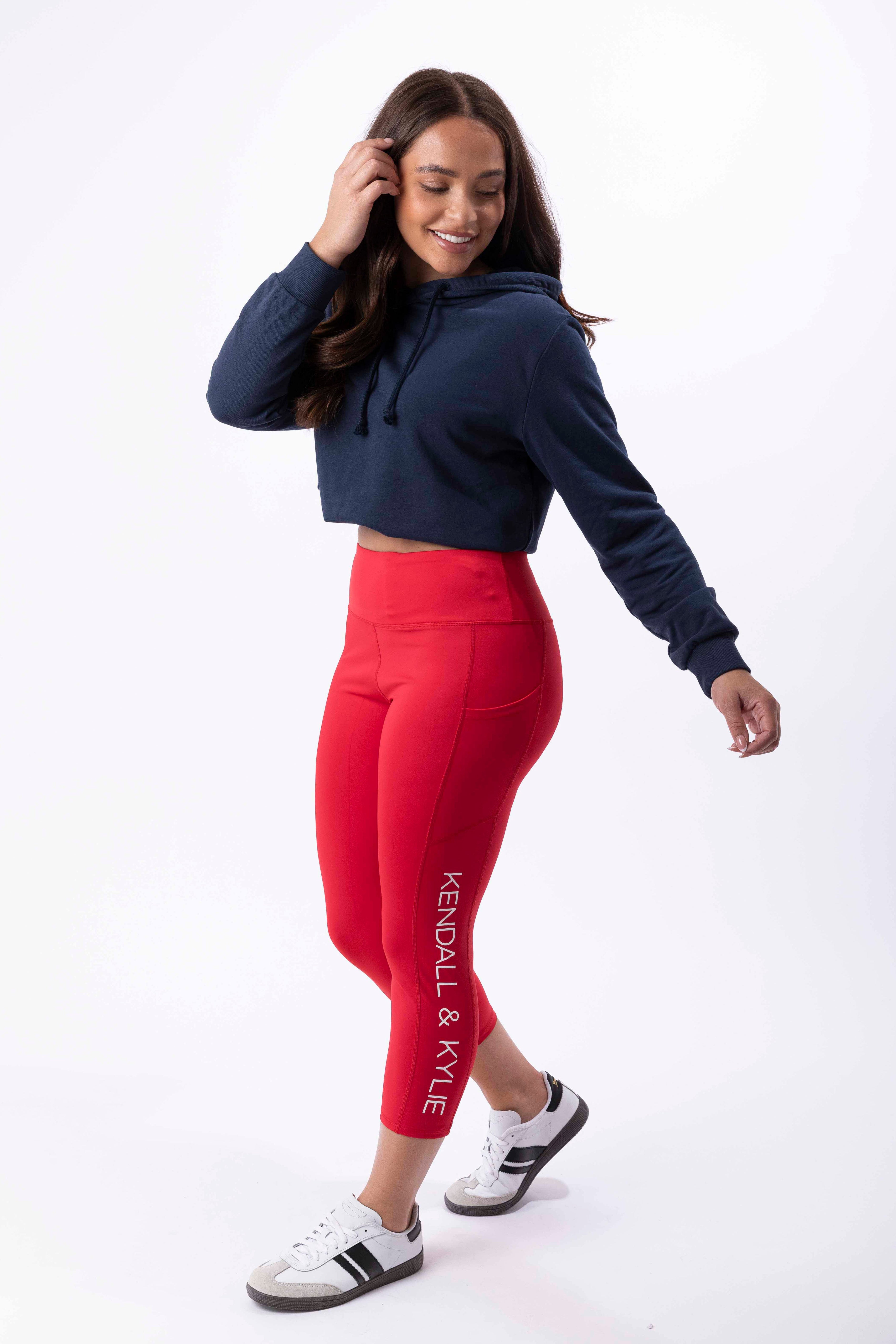 Slogan Side Pocket Spandex Gym Leggings