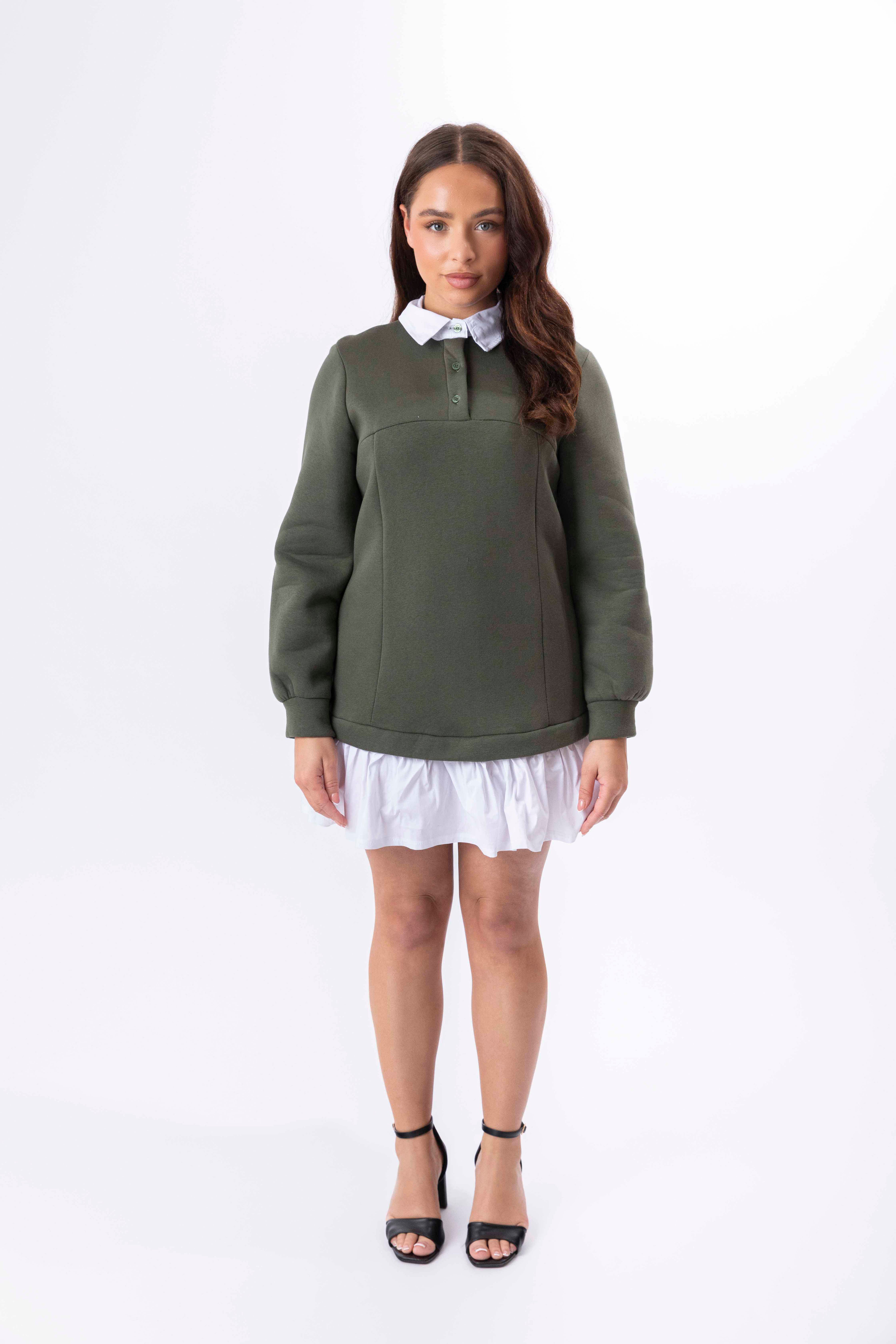 Wholesale Women's Shirt Collar And Hem Sweatshirt Dress (PACK OF 3)