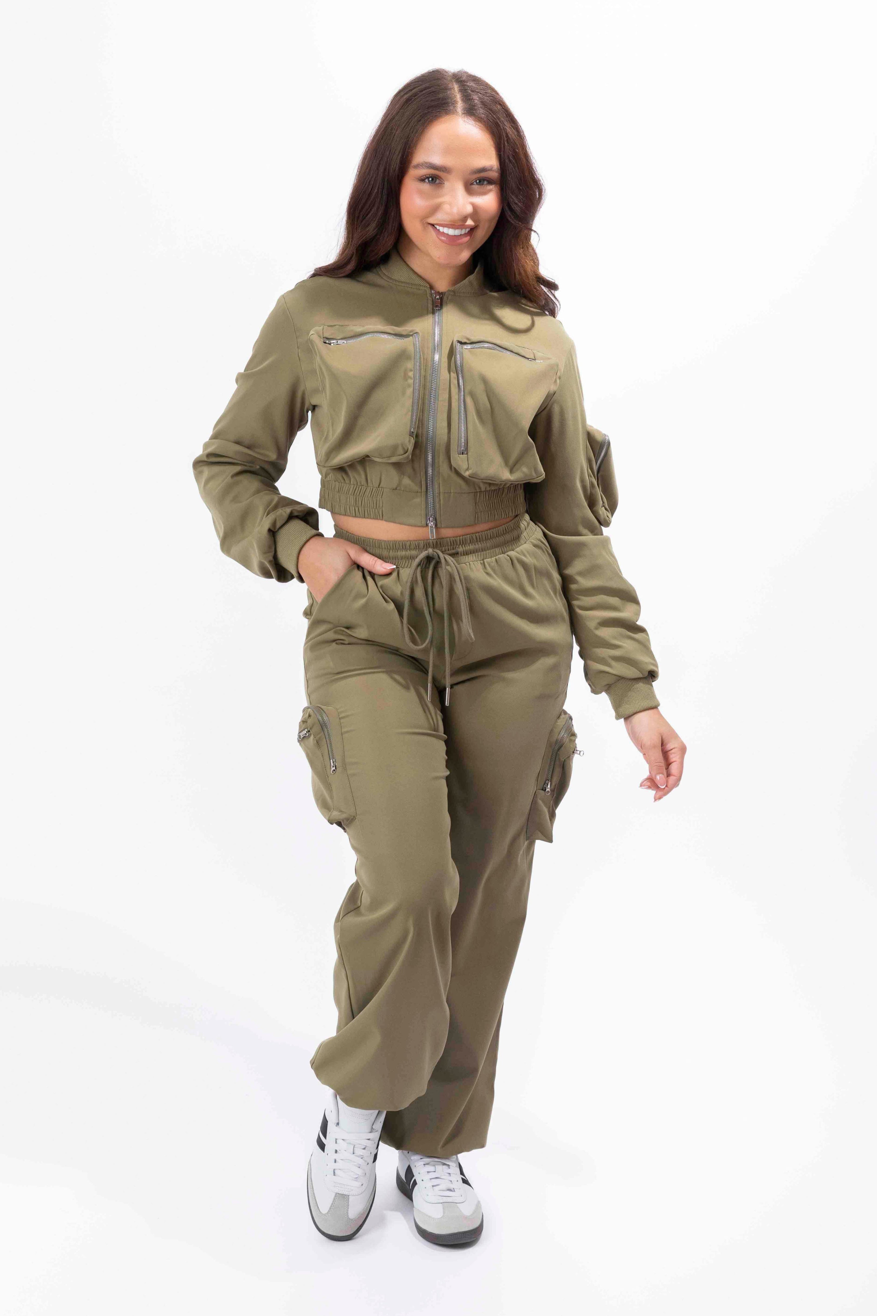 Lightweight Cargo Trousers And Bomber Jacket Set