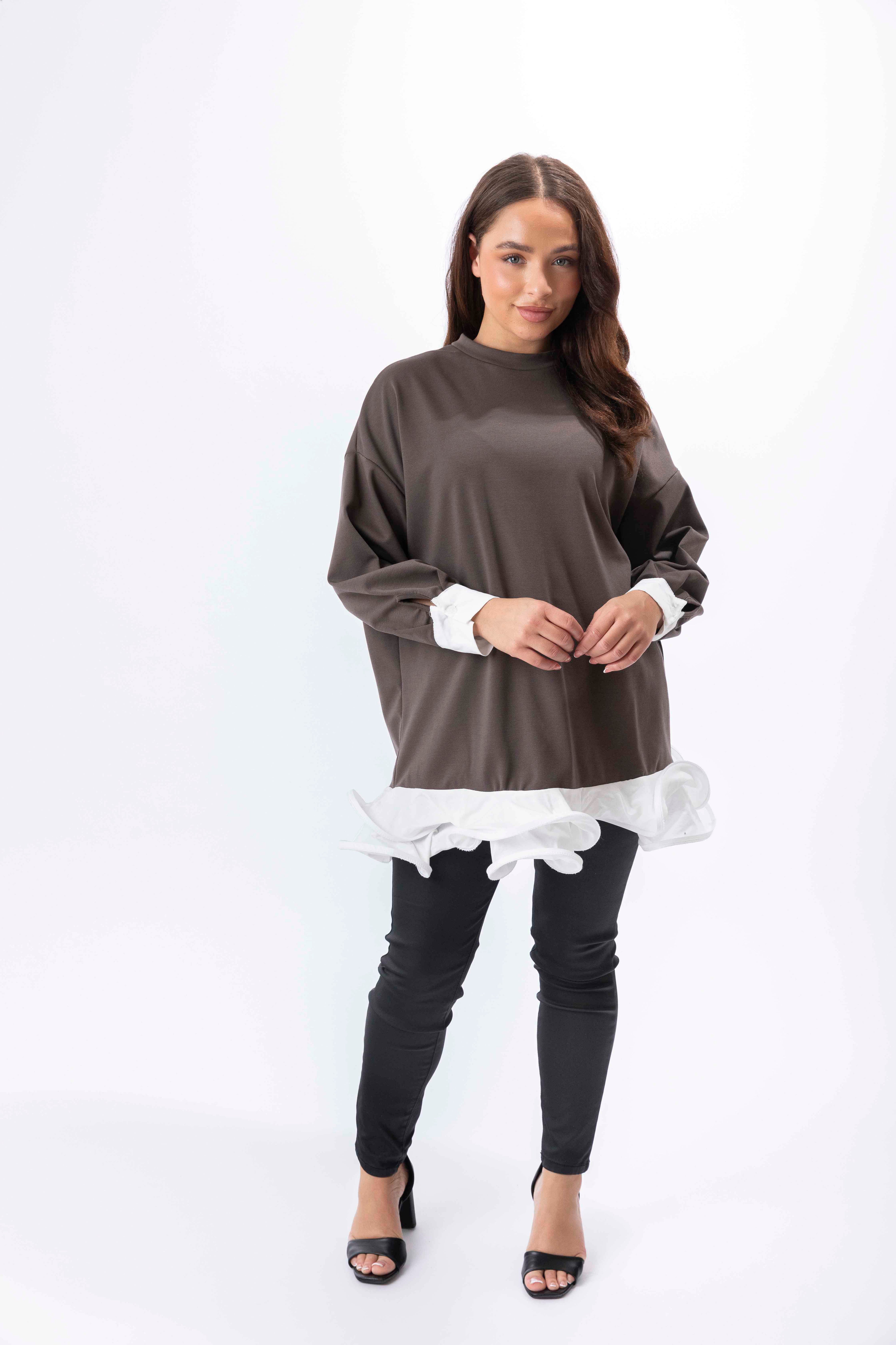Wholesale Women's Frilled Hem Sweatshirt Dress (PACK OF 2)