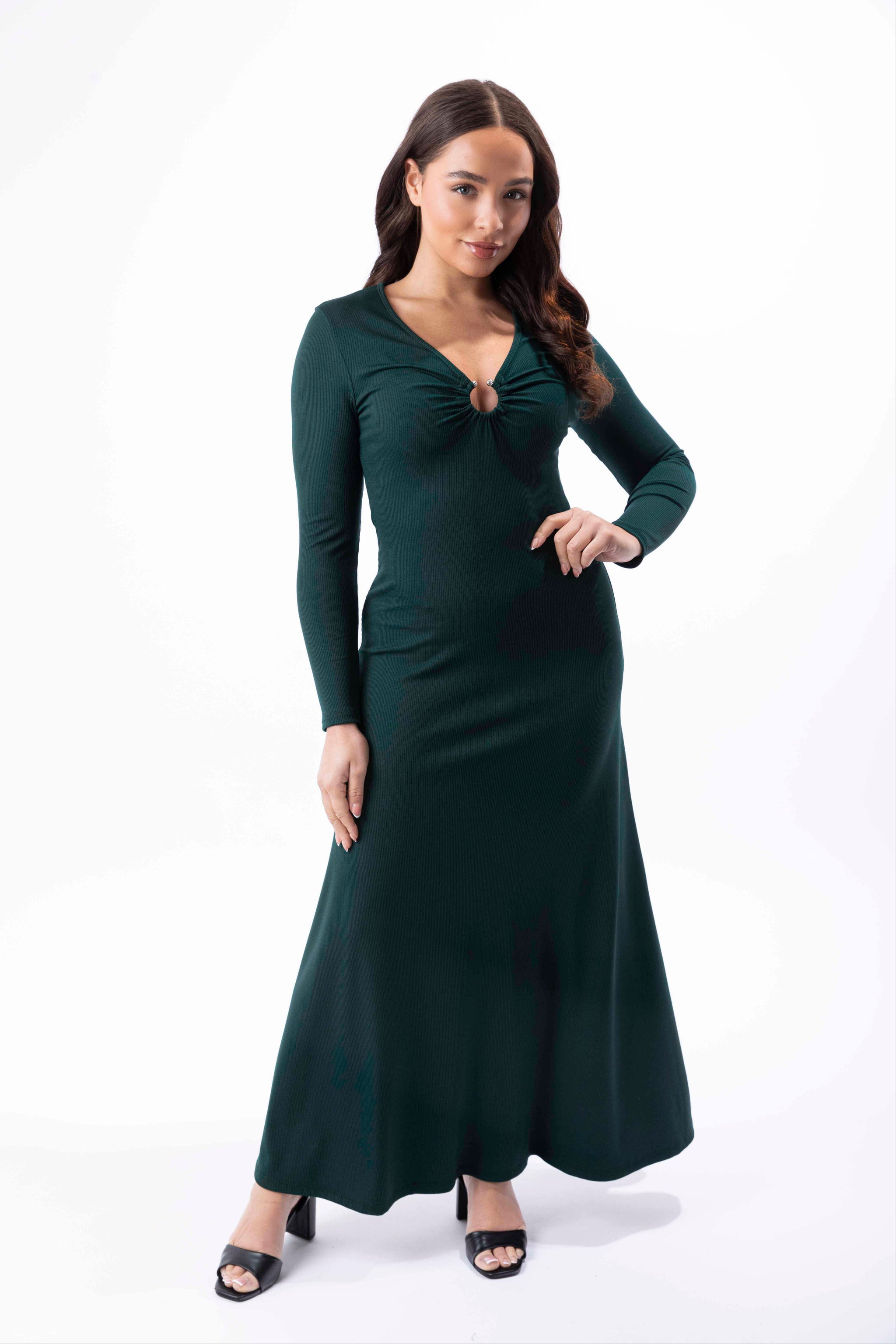 Peekaboo V-neck Maxi Dress