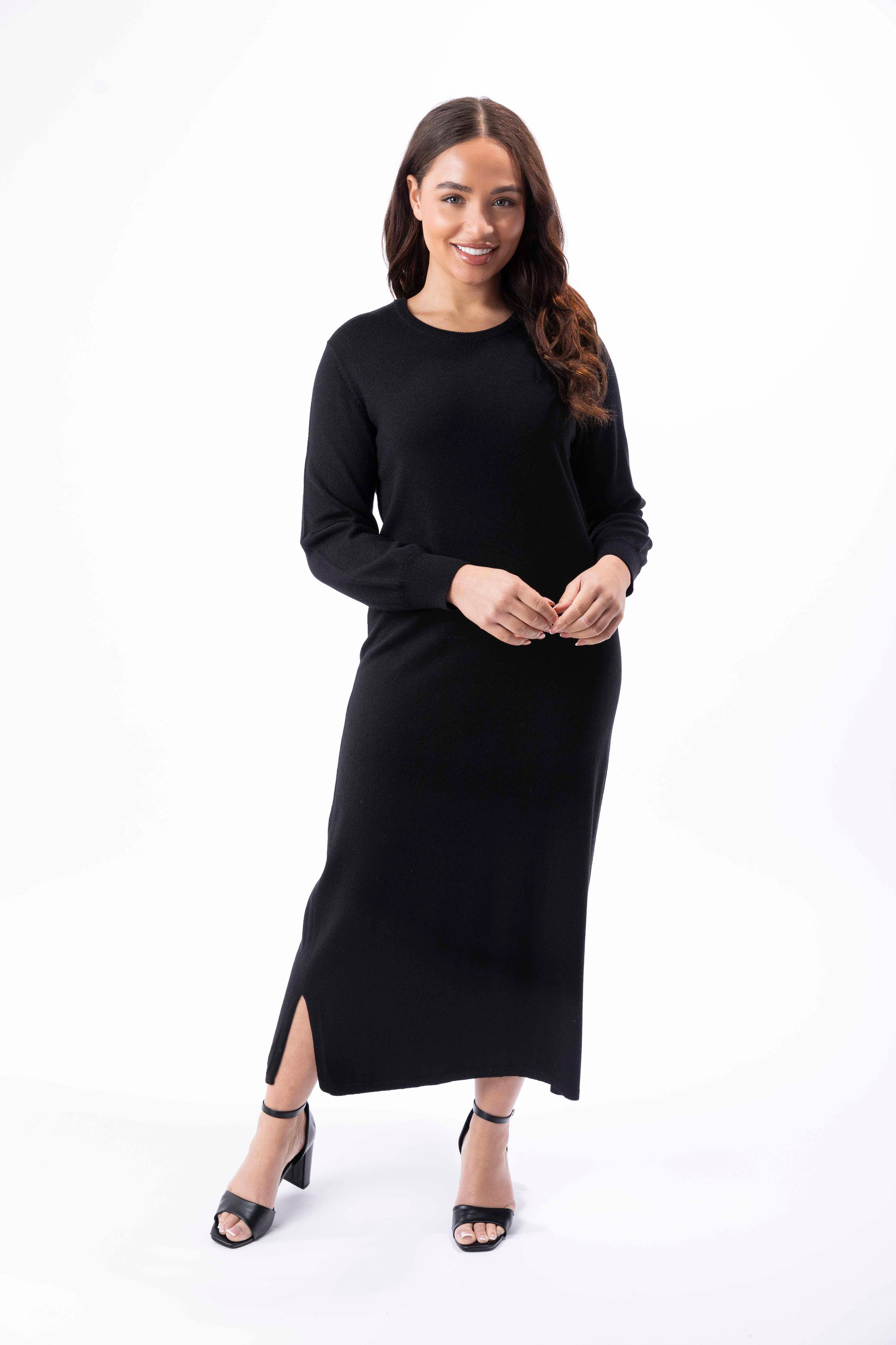 Wholesale Women's Straight Cut Flat Knit Long Jumper Dress (BOX OF 22)