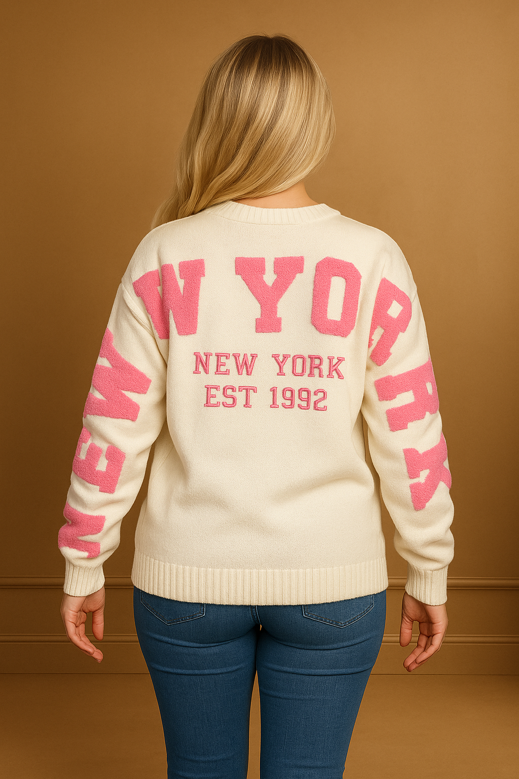 Patchwork Viscose Blend Soft Knit Pullover