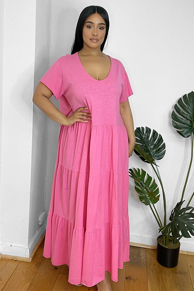 Tiered Cotton Summer Maxi Dress-SinglePrice