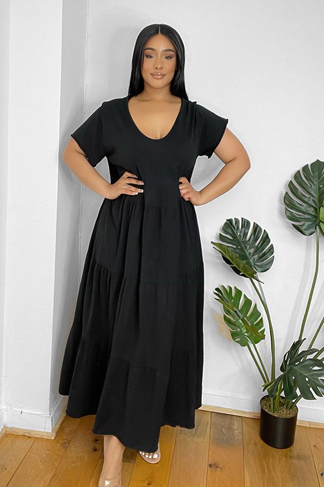 Tiered Cotton Summer Maxi Dress-SinglePrice