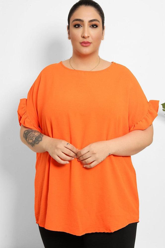 Frill Trim Short Sleeves Summer Blouse-SinglePrice