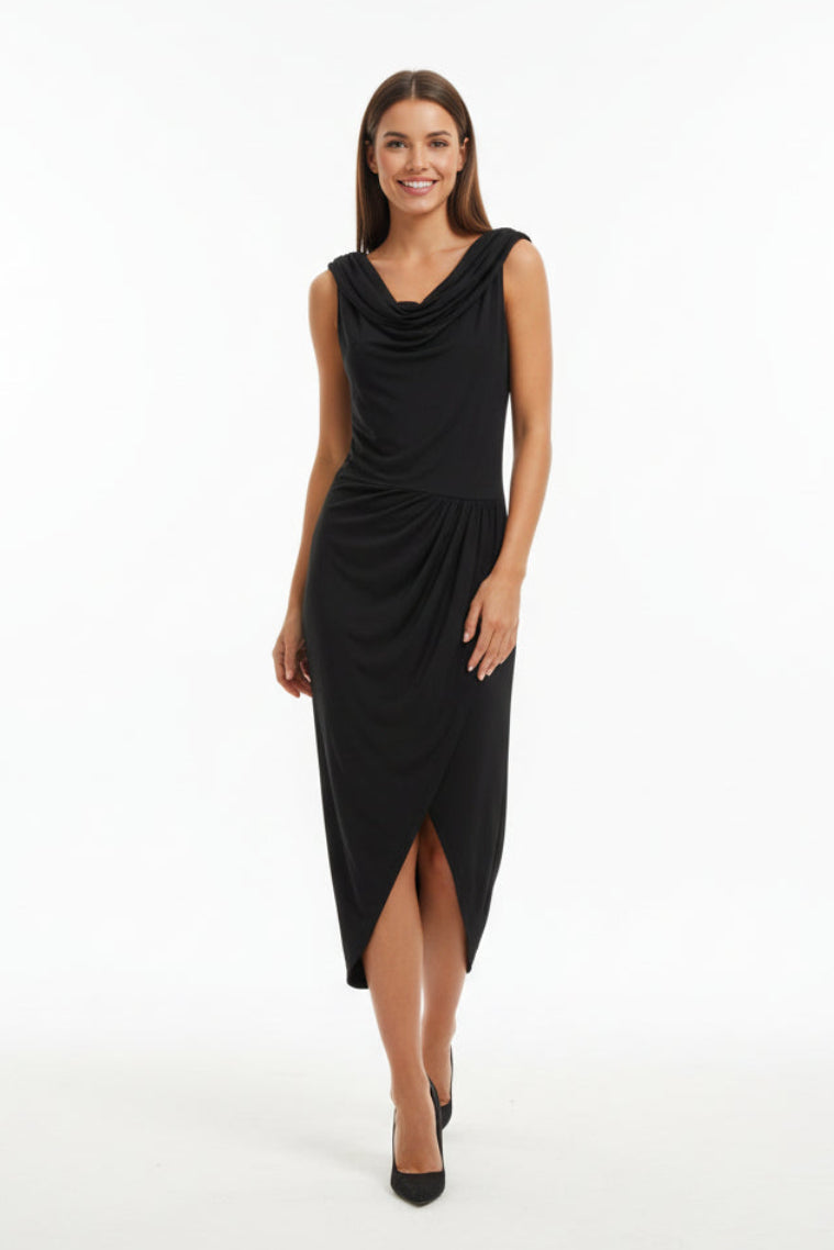 Slinky Fishtail Black Maxi Dress