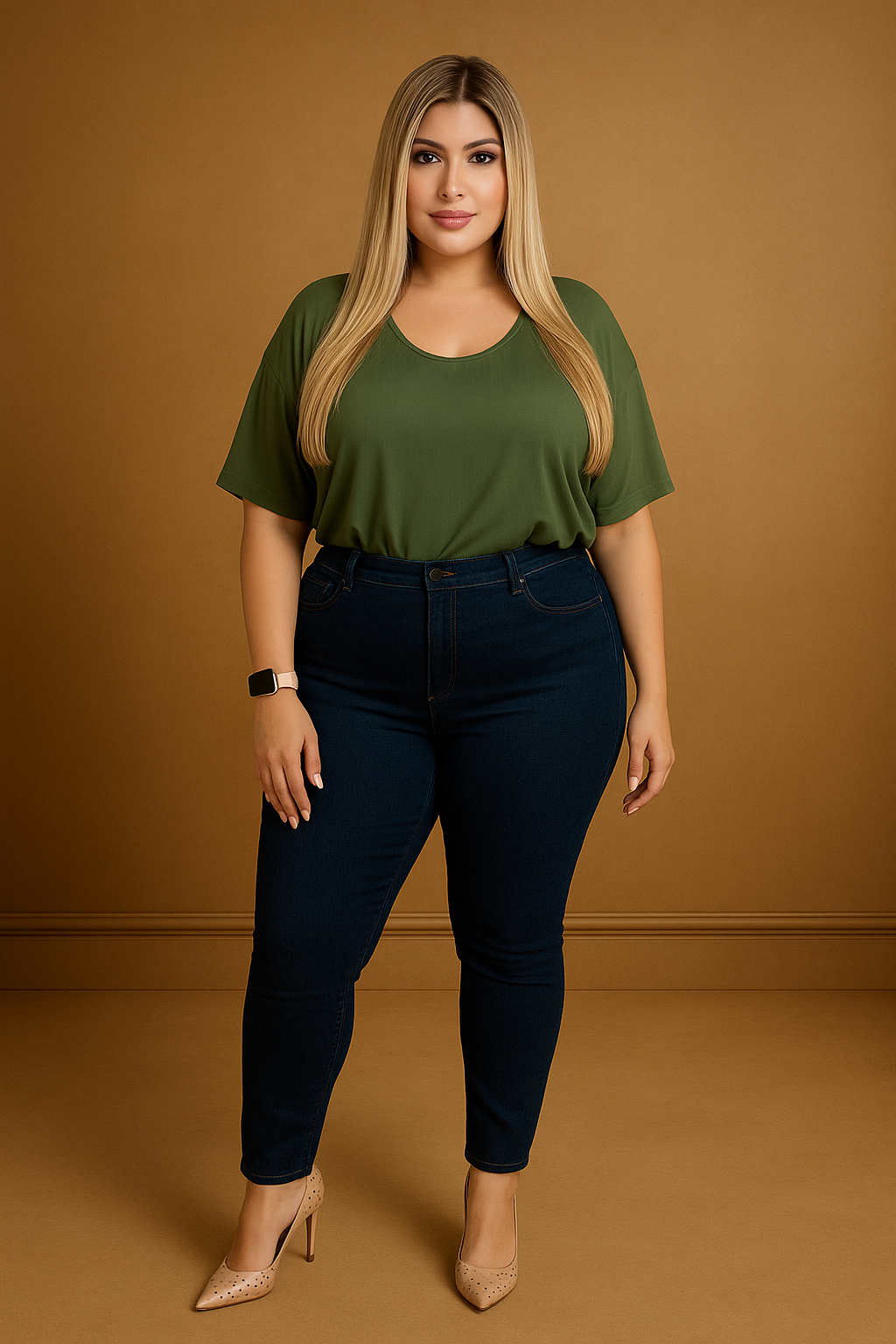 Dark Denim Cotton Blue High Waist Jeans