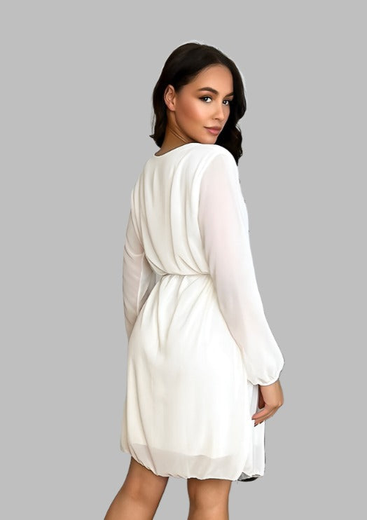 Pleated Chiffon Waist Tie Dress-SinglePrice