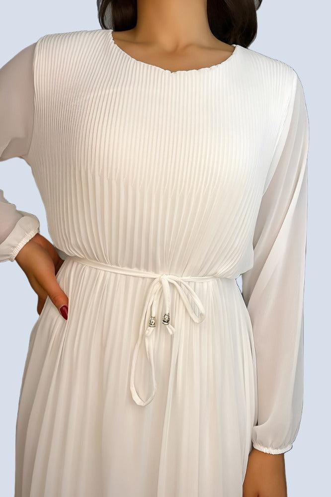 Pleated Chiffon Waist Tie Dress-SinglePrice