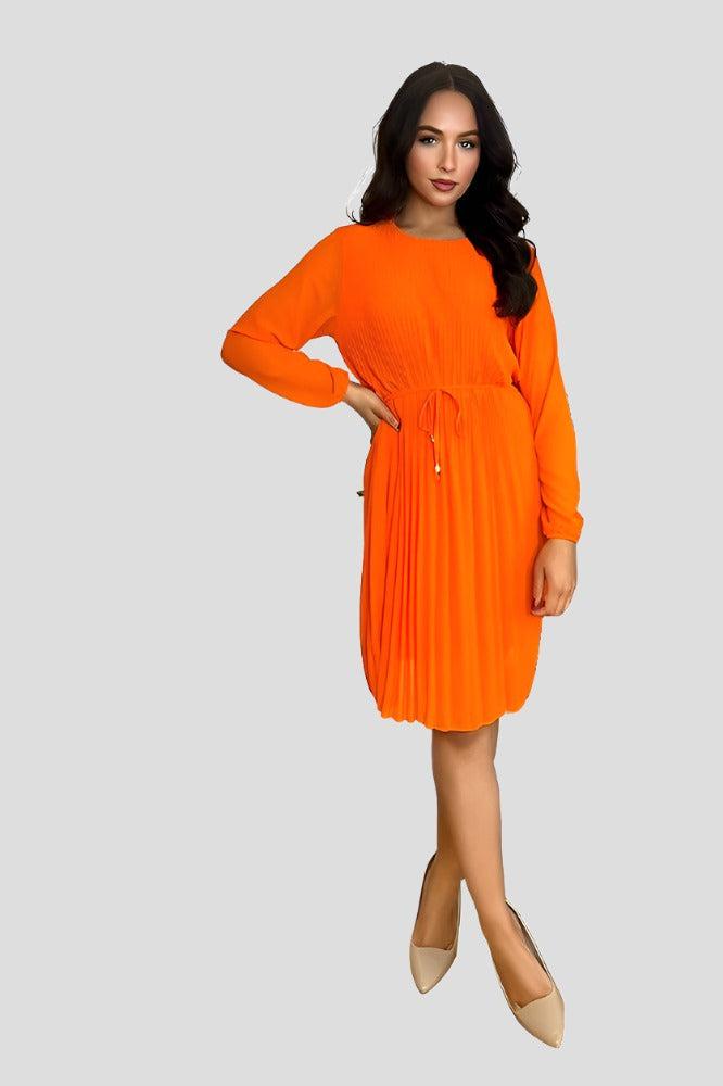 Pleated Chiffon Waist Tie Dress-SinglePrice