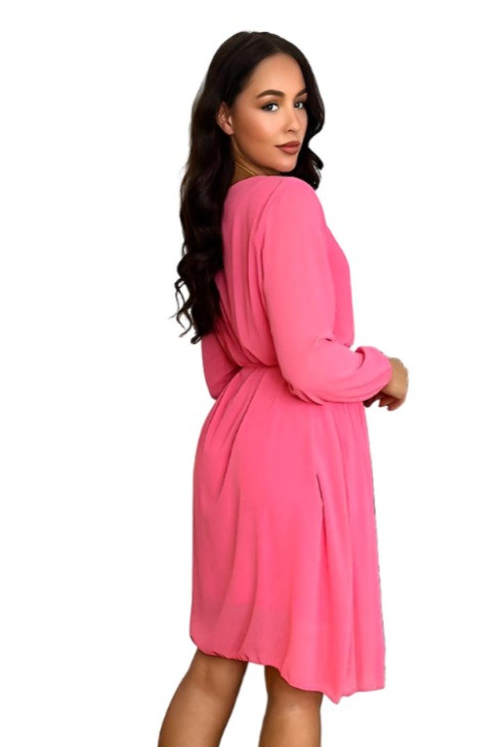 Pleated Chiffon Waist Tie Dress-SinglePrice