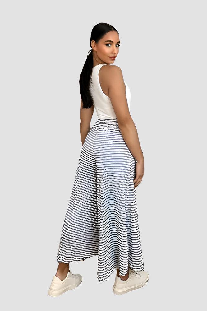 High Waist Stripy Palazzo Trousers-SinglePrice