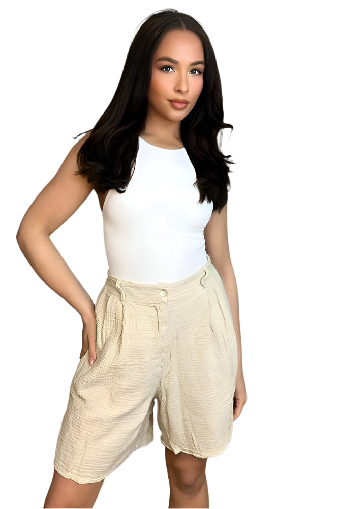 100% Waffle Cotton Smart Bermuda Shorts-SinglePrice